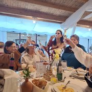 D&M Wedding 10 25 084  The Bride drinking her brother's wine